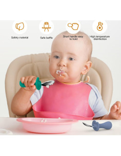 Set de 4 Cucharas para Niños SFCCMM de Acero Inoxidable y Silicona 2