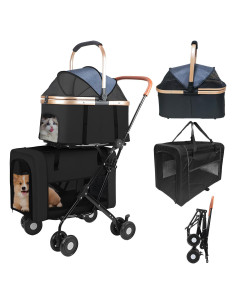 Carrito Doble para Mascotas YIRCELOM Negro 2 Perros o Gatos