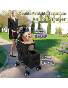 Carrito Doble para Mascotas YIRCELOM Negro 2 Perros o Gatos 2