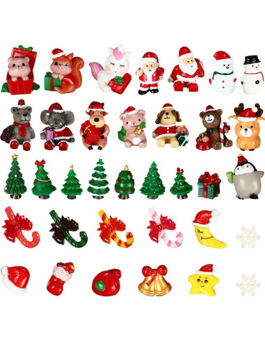 35 Figuras Miniatura de Navidad Zubebe - Ornamentos de Resina