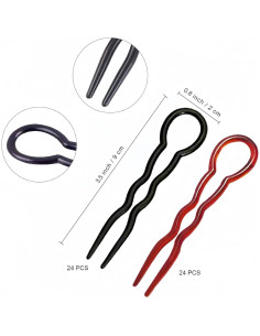 48 Horquillas en U Espiral SHEHARUHI para Peinados - Negro y Marrón 2