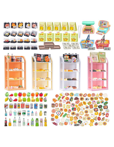 Juego de Mini Supermercado 199 Piezas Galaoma para Muñecas