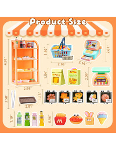 Juego de Mini Supermercado 199 Piezas Galaoma para Muñecas 2