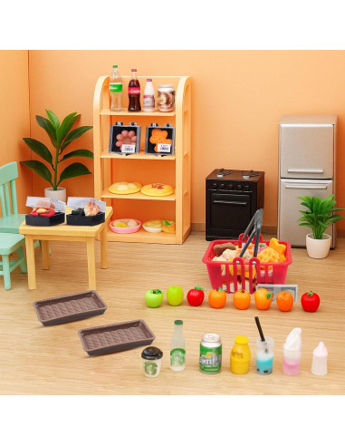 Juego de Mini Supermercado 199 Piezas Galaoma para Muñecas