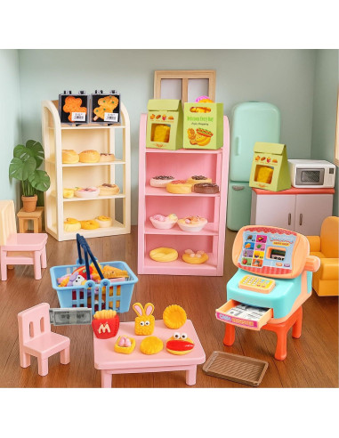 Juego de Mini Supermercado 199 Piezas Galaoma para Muñecas