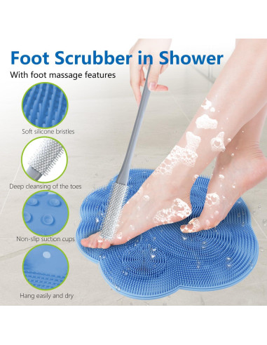 Cepillo de Limpieza para Pies KIBROFT con Alfombrilla Exfoliante