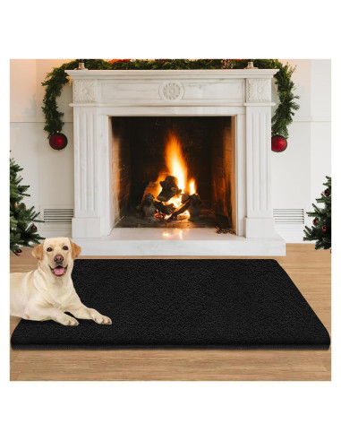 Alfombra para Chimenea TOHONFOO 61x91 cm Antideslizante Negra