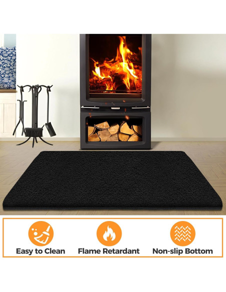 Alfombra para Chimenea TOHONFOO 61x91 cm Antideslizante Negra