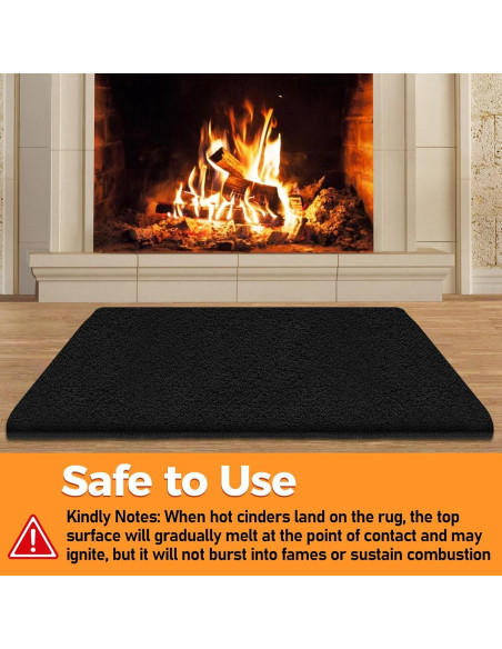 Alfombra para Chimenea TOHONFOO 61x91 cm Antideslizante Negra