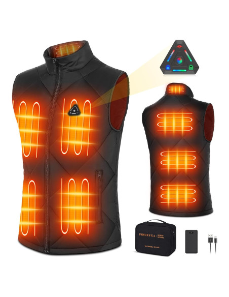 Chaleco Térmico Unisex 16000mAh DC 7.4V Ligero Negro