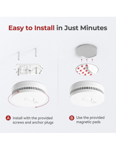 Detector de Humo SITERWELL GS509A Paquete de 8 Batería Reemplazable
