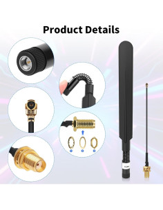 Antena LoRa Meshtastic 915MHz 10dBi 20cm SMA Macho Negra 2