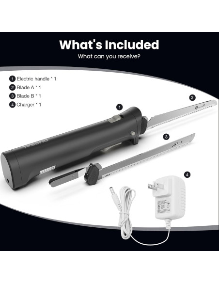 Cuchillo Eléctrico Inalámbrico DUSSAL 4 Cuchillas Acero Inoxidable
