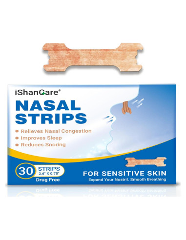 Tiras Nasales iShanCare 30 Conteo para Mejor Sueño y Respiración