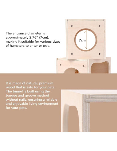 Casa de Madera para Hámsteres TAFIT - Dormitorio 15x12x12 cm