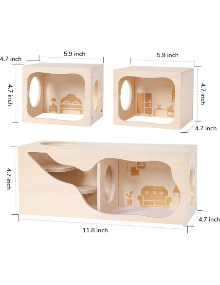 Casa de Madera para Hámsteres TAFIT - Dormitorio 15x12x12 cm