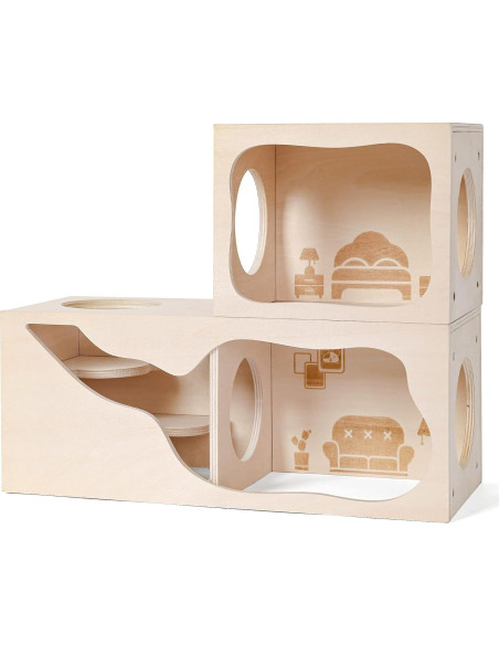 Casa de Madera para Hámsteres TAFIT - Dormitorio 15x12x12 cm