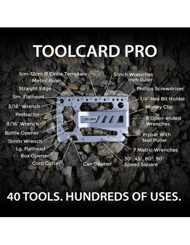 Toolcard Pro Lever Gear - Multiherramienta 40 en 1 Negro
