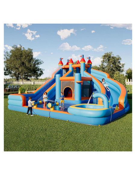 Castillo Inflable Albott con Tobogán y Piscina 454x430 cm