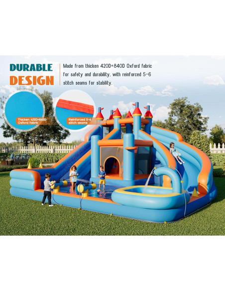Castillo Inflable Albott con Tobogán y Piscina 454x430 cm
