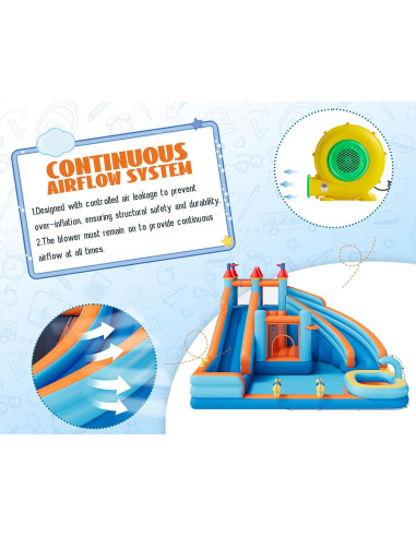 Castillo Inflable Albott con Tobogán y Piscina 454x430 cm
