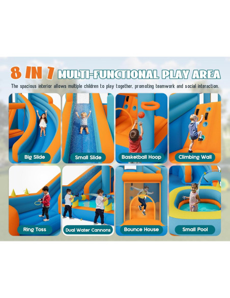 Castillo Inflable Albott con Tobogán y Piscina 454x430 cm