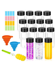 16 Botellas de Plástico Transparentes 300 ml DI QIU REN con Tapas