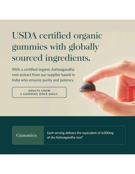 Gomas Orgánicas de Ashwagandha Gaia Herbs - 45 Unidades