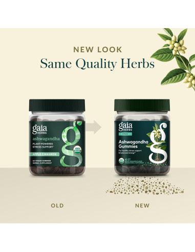 Gomas Orgánicas de Ashwagandha Gaia Herbs - 45 Unidades