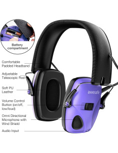 Auriculares Electrónicos Awesafe para Disparos NRR 24dB Púrpura 2