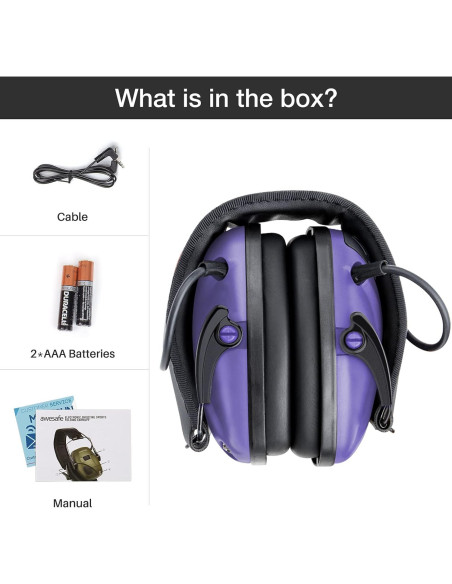 Auriculares Electrónicos Awesafe para Disparos NRR 24dB Púrpura