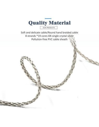 Cable de Auriculares GUCraftsman 1.8m 6N Plata Cristal 4Pin XLR