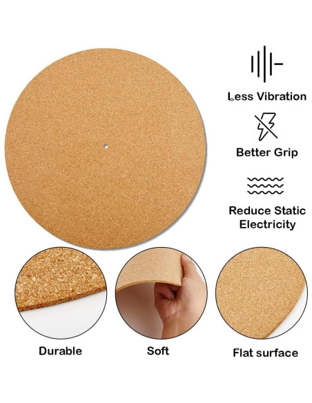 CRASPIRE 3Pcs Alfombrillas de Corcho para Reproductor de Vinilo 29.8cm