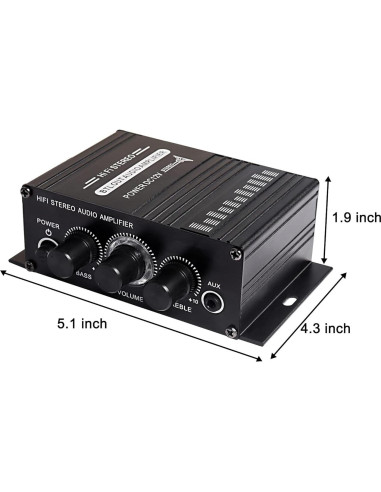 Amplificador de Audio Estéreo HiFi Yingtuyou AK-270 12V 20W