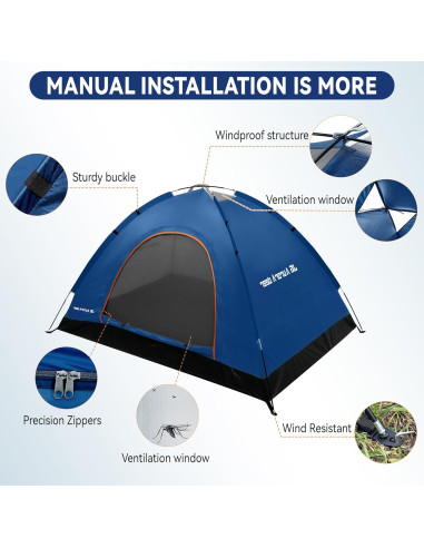 Carpa para 2 Personas JG AURORA DEER Azul Marino Impermeable