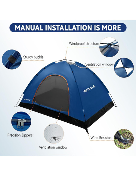 Carpa para 2 Personas JG AURORA DEER Azul Marino Impermeable