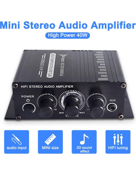 Amplificador de Audio Estéreo HiFi Yingtuyou AK-270 12V 20W