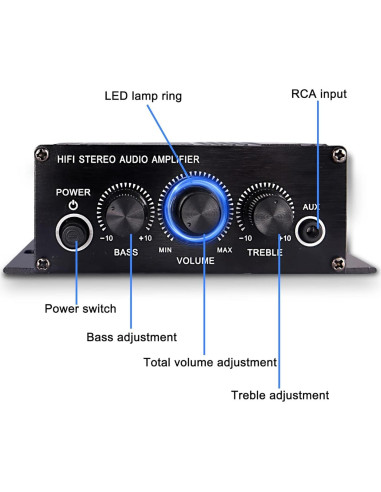 Amplificador de Audio Estéreo HiFi Yingtuyou AK-270 12V 20W