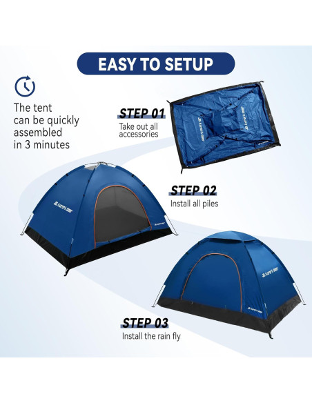 Carpa para 2 Personas JG AURORA DEER Azul Marino Impermeable