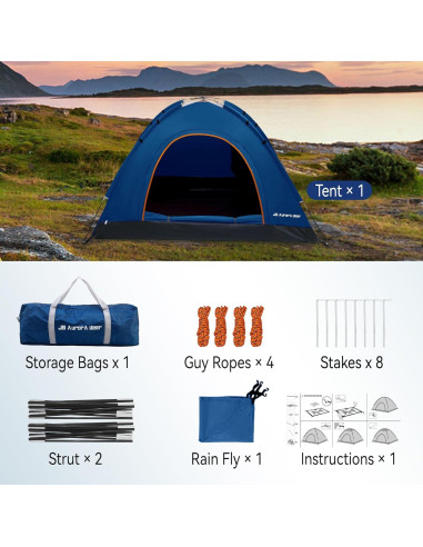 Carpa para 2 Personas JG AURORA DEER Azul Marino Impermeable