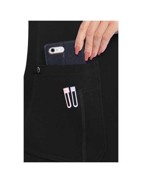 Top de Scrubs Med Couture para Mujeres - Cuello en V, 4 Bolsillos, Negro