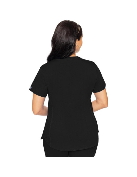 Top de Scrubs Med Couture para Mujeres - Cuello en V, 4 Bolsillos, Negro