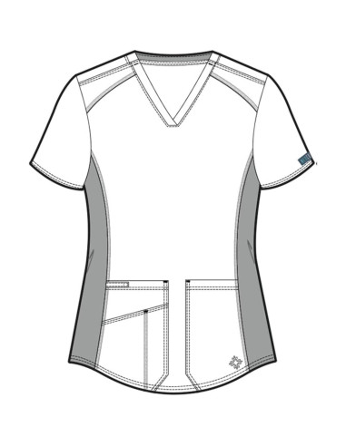 Top de Scrubs Med Couture para Mujeres - Cuello en V, 4 Bolsillos, Negro