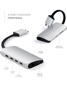Adaptador Multimedia Doble Type-C Satechi HDMI 4K USB-C Ethernet 2