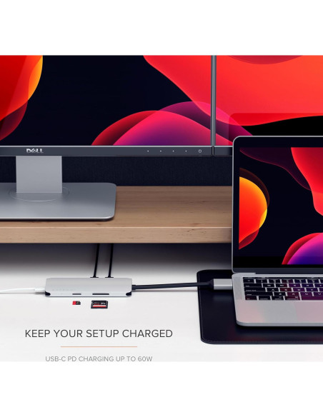 Adaptador Multimedia Doble Type-C Satechi HDMI 4K USB-C Ethernet