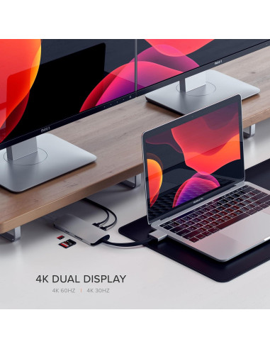 Adaptador Multimedia Doble Type-C Satechi HDMI 4K USB-C Ethernet