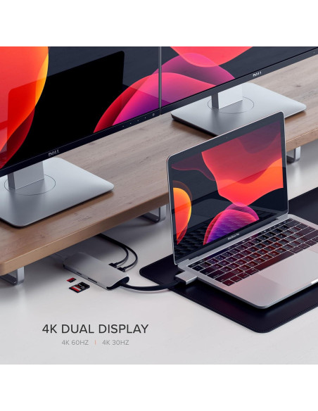 Adaptador Multimedia Doble Type-C Satechi HDMI 4K USB-C Ethernet