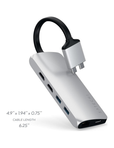 Adaptador Multimedia Doble Type-C Satechi HDMI 4K USB-C Ethernet