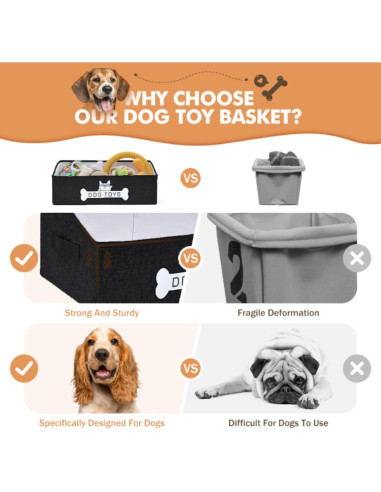Cesta de Juguetes para Perros Mutiearo 50.8x27.9cm Negra