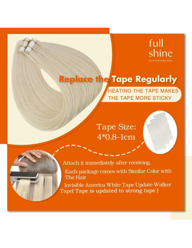 Extensiones de Cabello con Cinta Full Shine 25 cm Rubio Platino